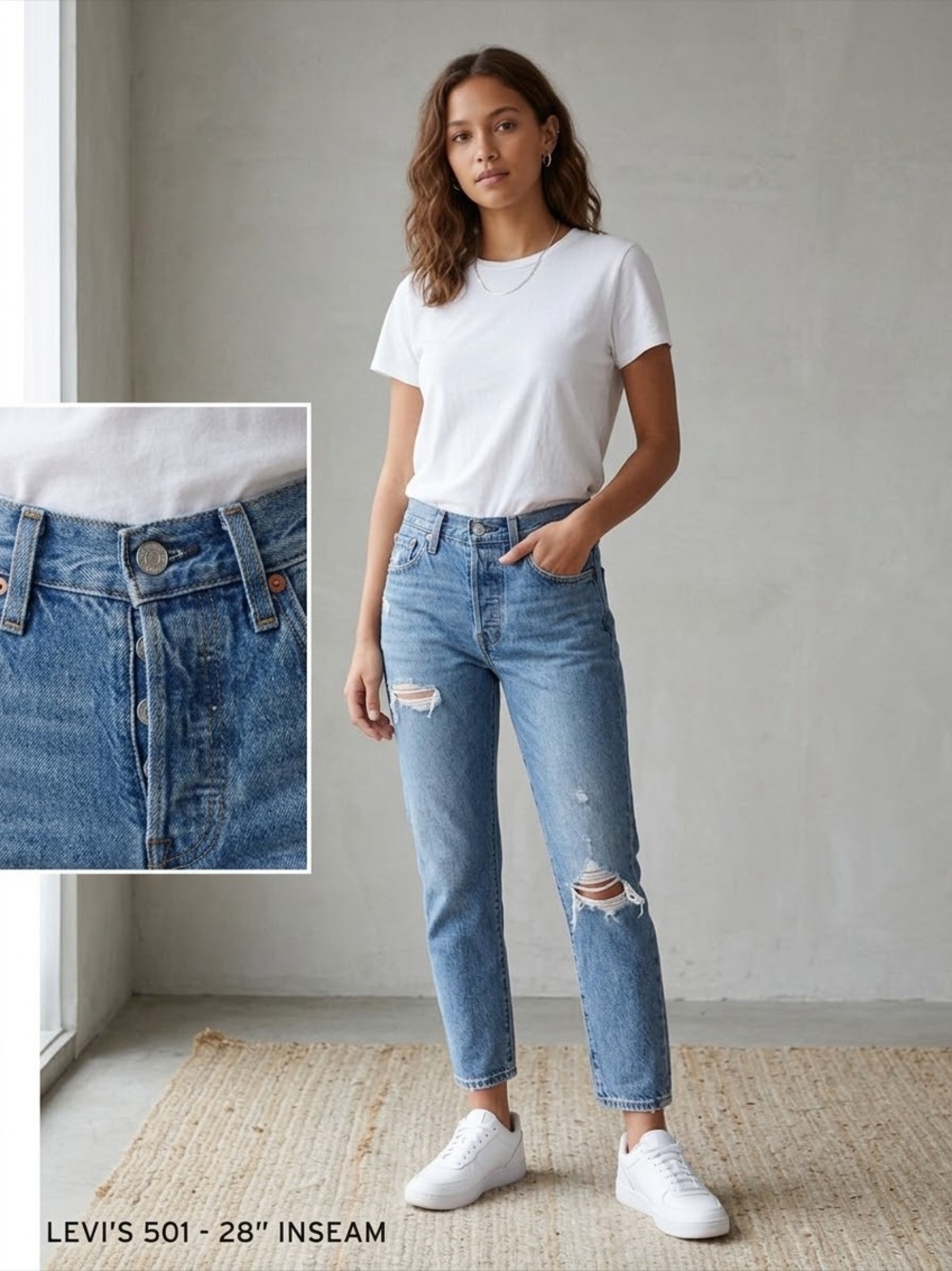 Levi's 501 Button Fly Light Blue High-Rise Straight Jeans